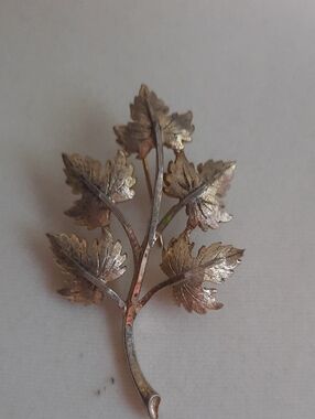 Gold-Tone Leaf Branch Brooch
